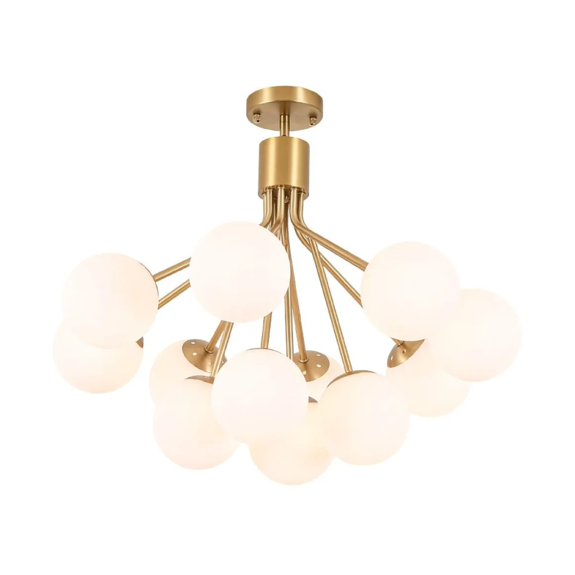 Bloom Opal Glass Bubble Tiered Sputnik Semi Flush Chandelier