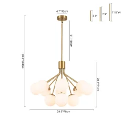 Bloom Opal Glass Bubble Tiered Sputnik Semi Flush Chandelier