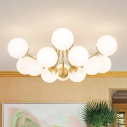 Bloom Tiered Frosted Glass Globe Bubble Semi Flush Chandelier