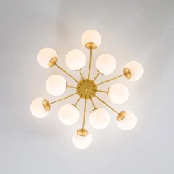 Bloom Tiered Frosted Glass Globe Bubble Semi Flush Chandelier