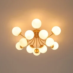Bloom Tiered Frosted Glass Globe Bubble Semi Flush Chandelier