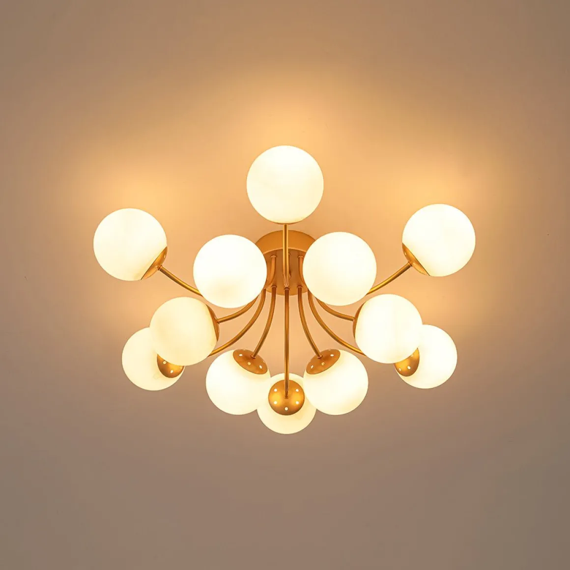 Bloom Tiered Frosted Glass Globe Bubble Semi Flush Chandelier