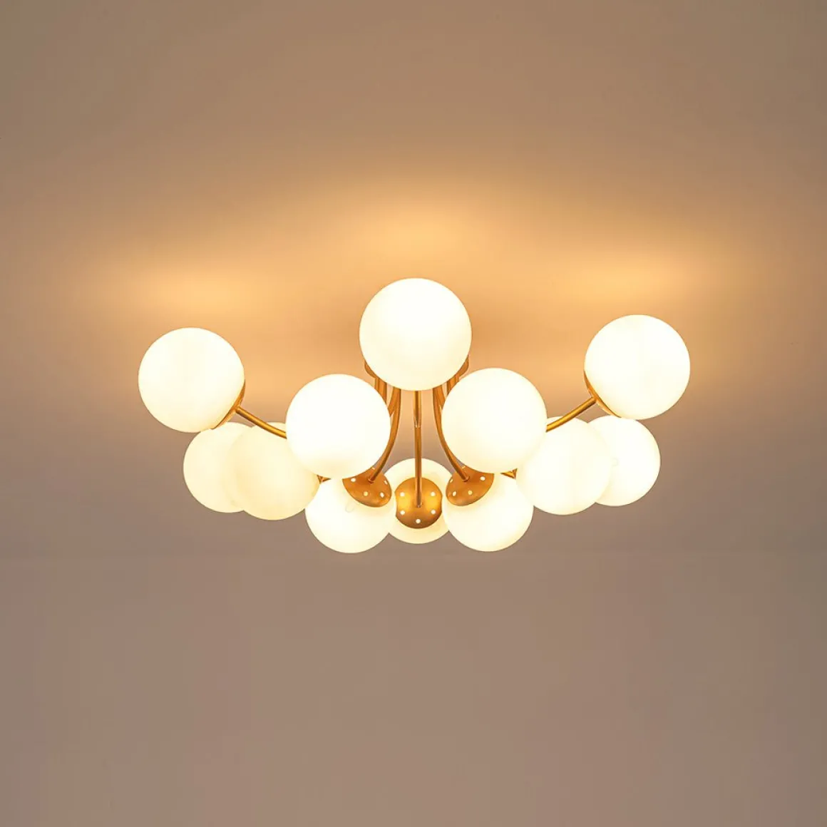 Bloom Tiered Frosted Glass Globe Bubble Semi Flush Chandelier