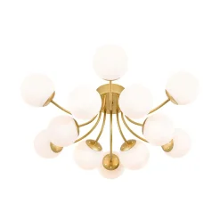 Bloom Tiered Frosted Glass Globe Bubble Semi Flush Chandelier