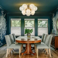 Bloom Tiered Opal Swirl Glass Bubble Semi Flush Chandelier