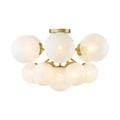 Bloom Tiered Opal Swirl Glass Bubble Semi Flush Chandelier