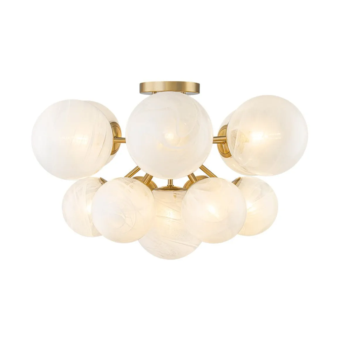 Bloom Tiered Opal Swirl Glass Bubble Semi Flush Chandelier