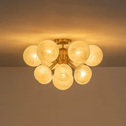 Bloom Tiered Opal Swirl Glass Bubble Semi Flush Chandelier