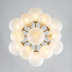 Bloom Tiered Opal Swirl Glass Bubble Semi Flush Chandelier