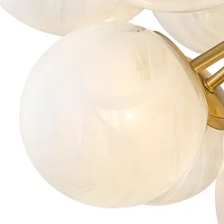 Bloom Tiered Opal Swirl Glass Bubble Semi Flush Chandelier