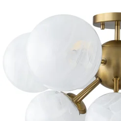 Bloom Tiered Opal Swirl Glass Bubble Semi Flush Chandelier
