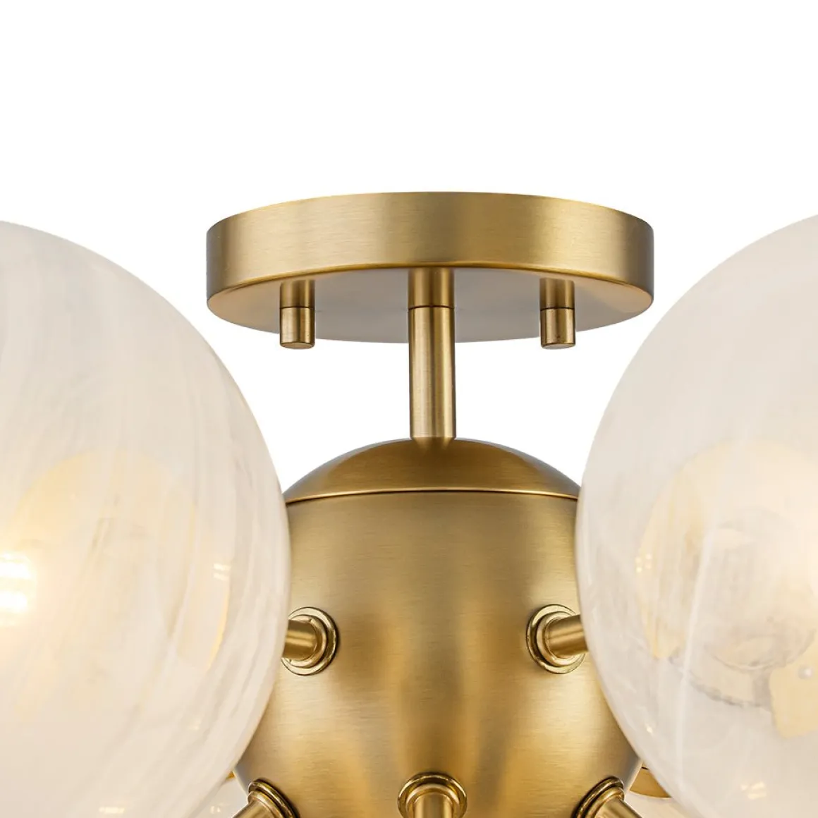 Bloom Tiered Opal Swirl Glass Bubble Semi Flush Chandelier