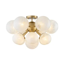 Bloom Tiered Opal Swirl Glass Bubble Semi Flush Chandelier