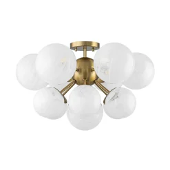 Bloom Tiered Opal Swirl Glass Bubble Semi Flush Chandelier