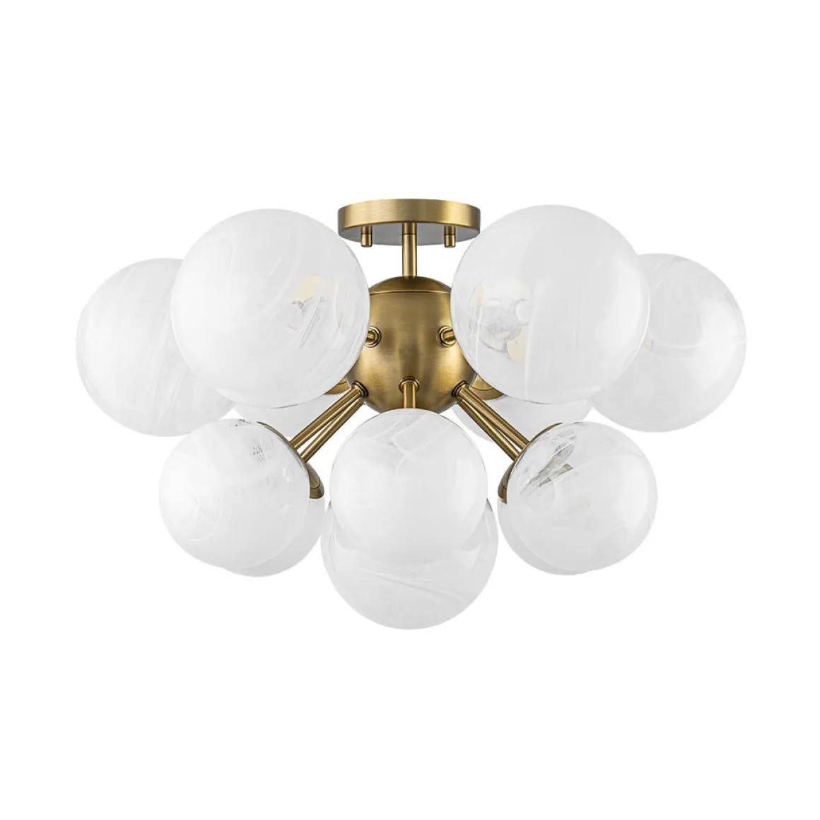 Bloom Tiered Opal Swirl Glass Bubble Semi Flush Chandelier
