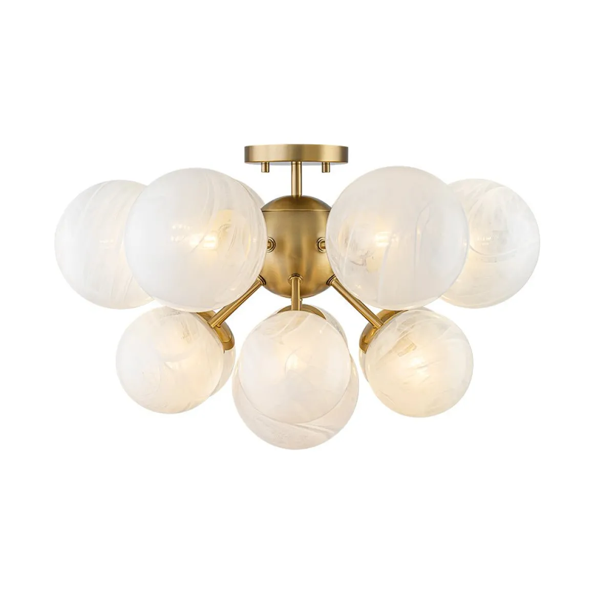 Bloom Tiered Opal Swirl Glass Bubble Semi Flush Chandelier