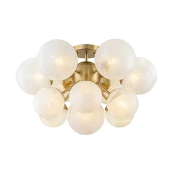 Bloom Tiered Opal Swirl Glass Bubble Semi Flush Chandelier