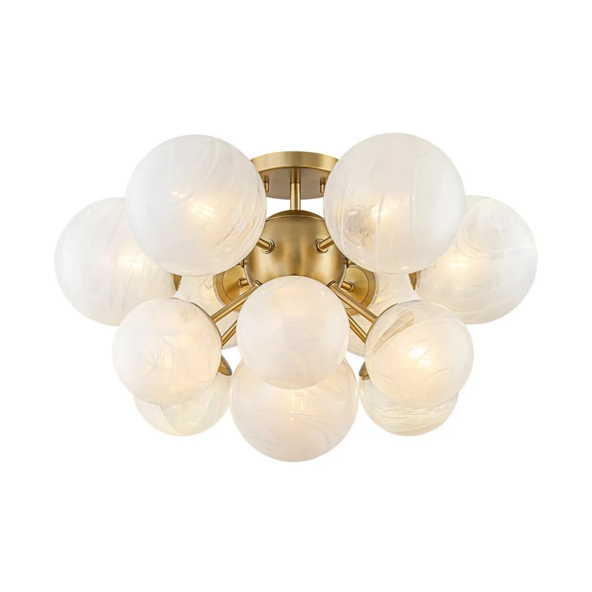 Bloom Tiered Opal Swirl Glass Bubble Semi Flush Chandelier