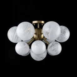 Bloom Tiered Opal Swirl Glass Bubble Semi Flush Chandelier