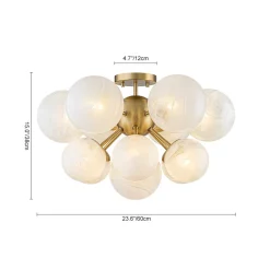 Bloom Tiered Opal Swirl Glass Bubble Semi Flush Chandelier