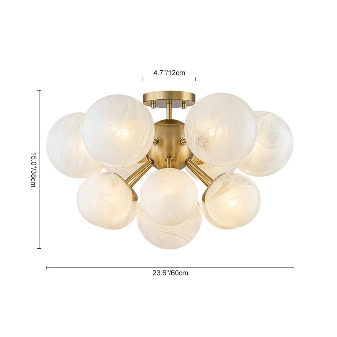 Bloom Tiered Opal Swirl Glass Bubble Semi Flush Chandelier
