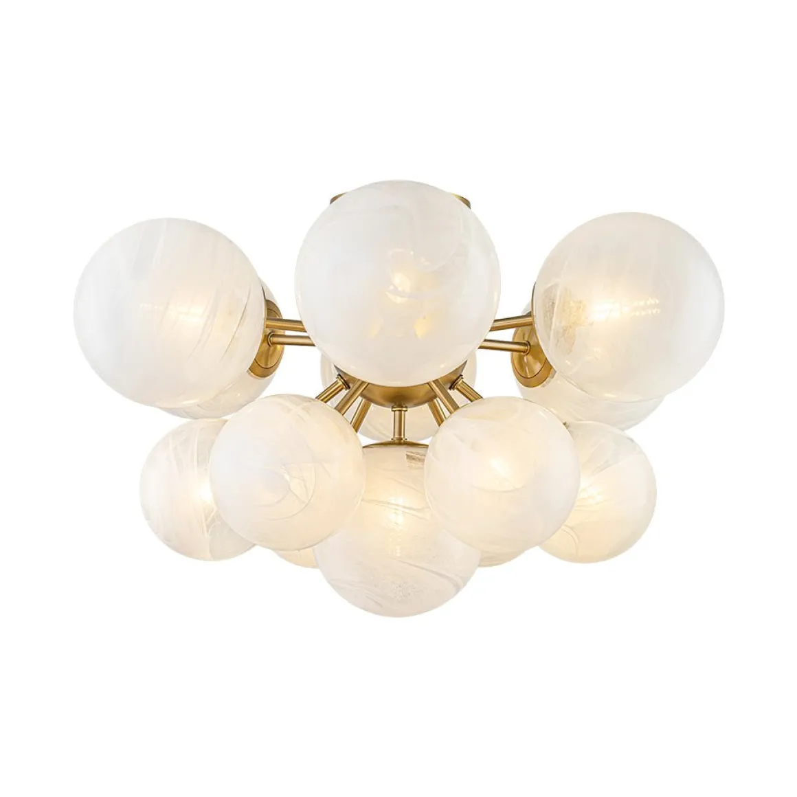 Bloom Tiered Opal Swirl Glass Bubble Semi Flush Chandelier