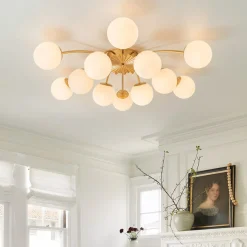 Blossom 12-Light Opal Glass Bubble Semi Flush Chandelier