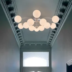 Blossom 12-Light Opal Glass Bubble Semi Flush Chandelier