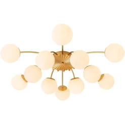 Blossom 12-Light Opal Glass Bubble Semi Flush Chandelier