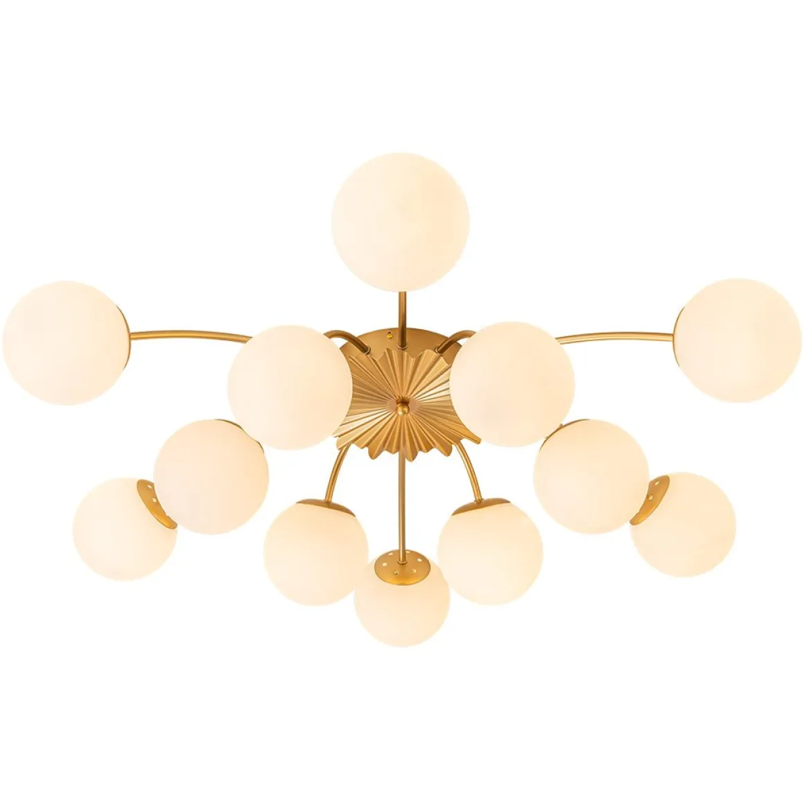 Blossom 12-Light Opal Glass Bubble Semi Flush Chandelier