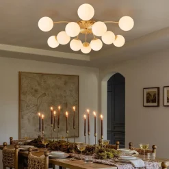 Blossom 12-Light Opal Glass Bubble Semi Flush Chandelier