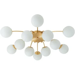 Blossom 12-Light Opal Glass Bubble Semi Flush Chandelier
