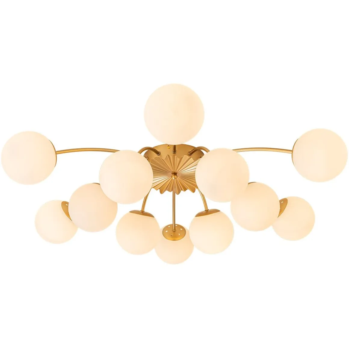 Blossom 12-Light Opal Glass Bubble Semi Flush Chandelier