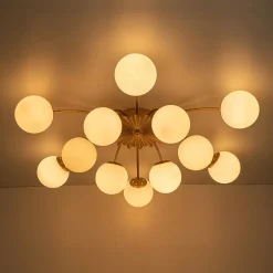 Blossom 12-Light Opal Glass Bubble Semi Flush Chandelier