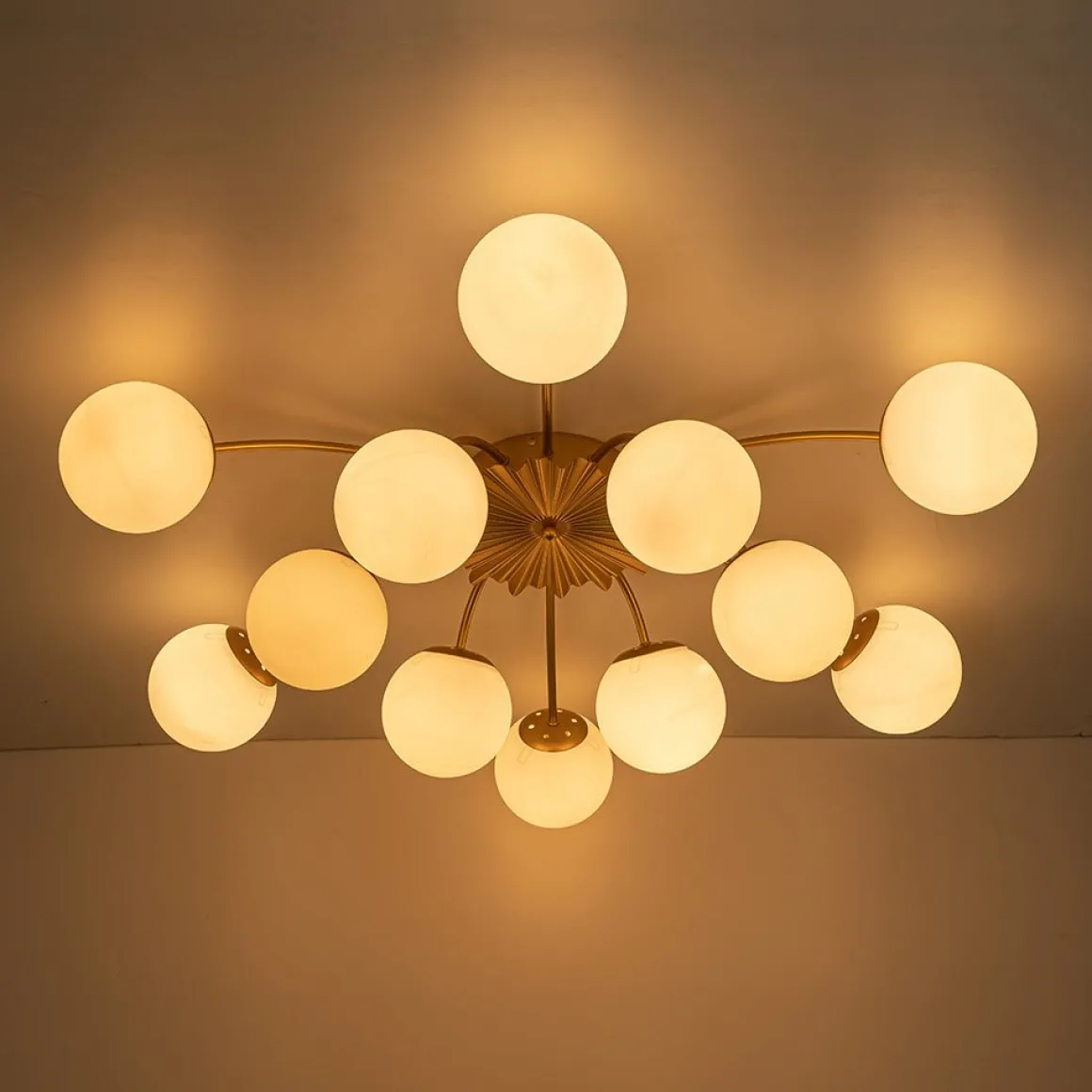 Blossom 12-Light Opal Glass Bubble Semi Flush Chandelier