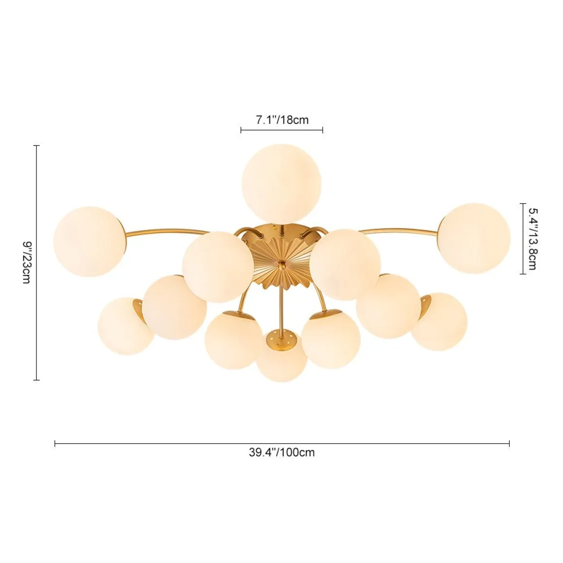 Blossom 12-Light Opal Glass Bubble Semi Flush Chandelier