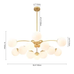 Blossom 12-Light Opal Glass Bubble Semi Flush Chandelier