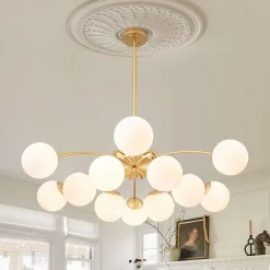 Blossom 12-Light Opal Glass Bubble Semi Flush Chandelier