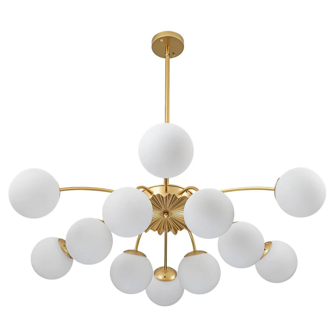 Blossom 12-Light Opal Glass Bubble Semi Flush Chandelier