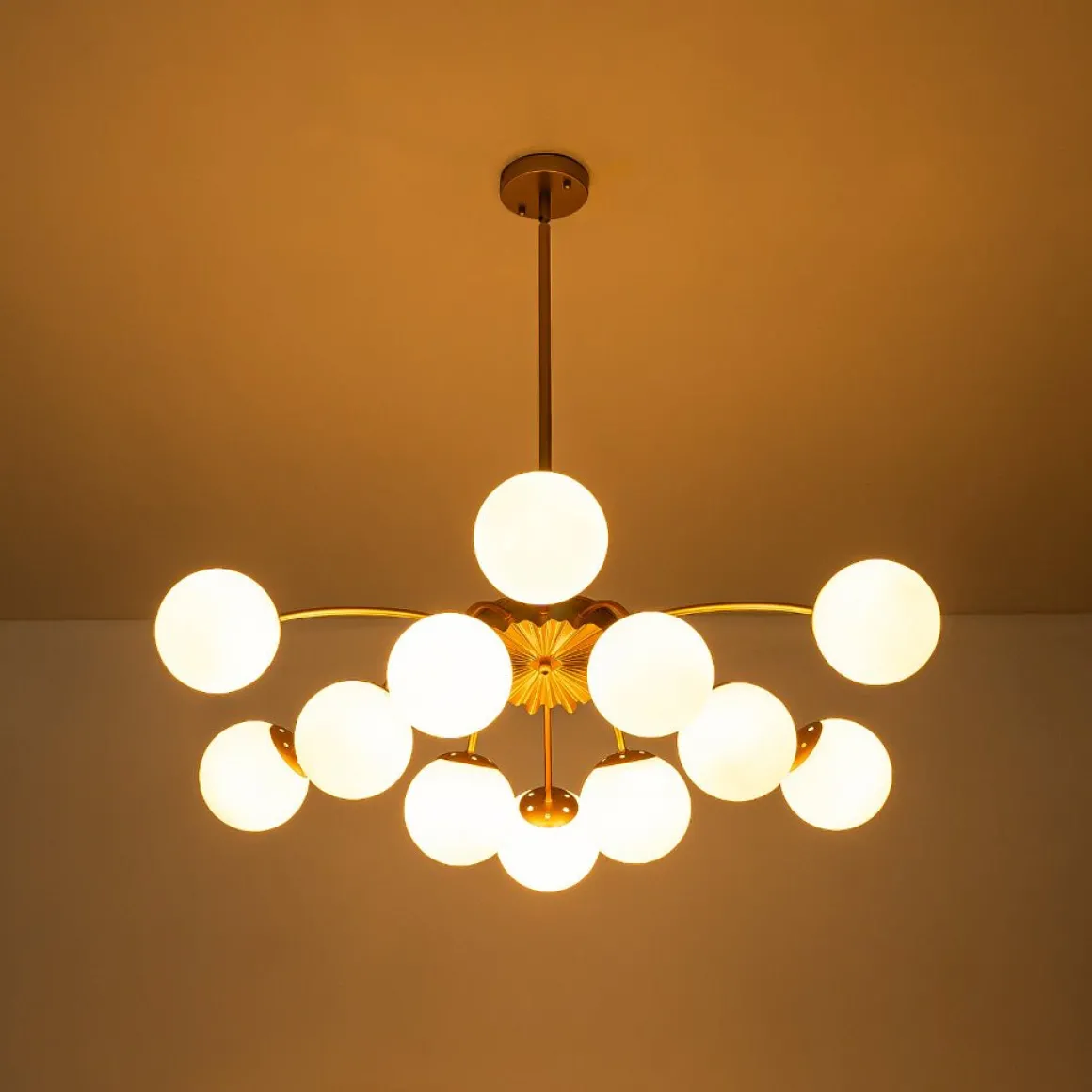 Blossom 12-Light Opal Glass Bubble Semi Flush Chandelier