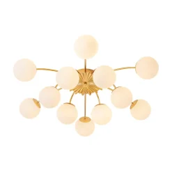 Blossom 12-Light Opal Glass Bubble Semi Flush Chandelier
