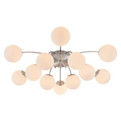 Blossom 12-Light Opal Glass Bubble Semi Flush Chandelier