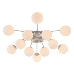 Blossom 12-Light Opal Glass Bubble Semi Flush Chandelier