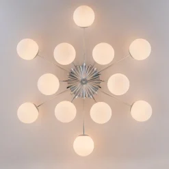Blossom 12-Light Opal Glass Bubble Semi Flush Chandelier