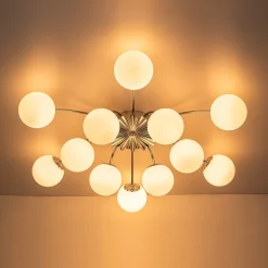 Blossom 12-Light Opal Glass Bubble Semi Flush Chandelier