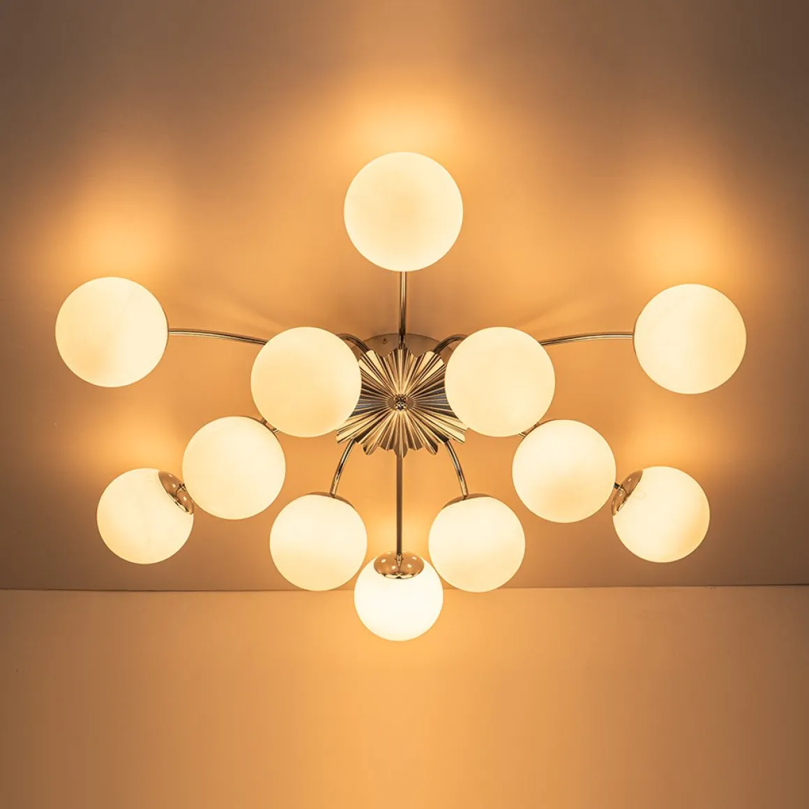Blossom 12-Light Opal Glass Bubble Semi Flush Chandelier