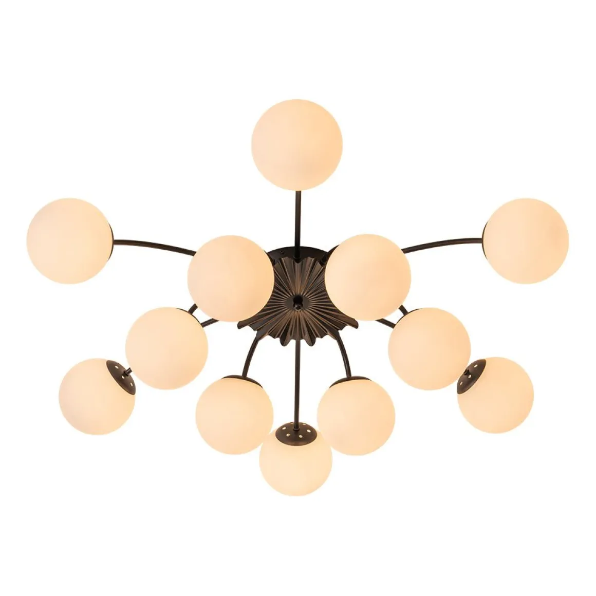 Blossom 12-Light Opal Glass Bubble Semi Flush Chandelier
