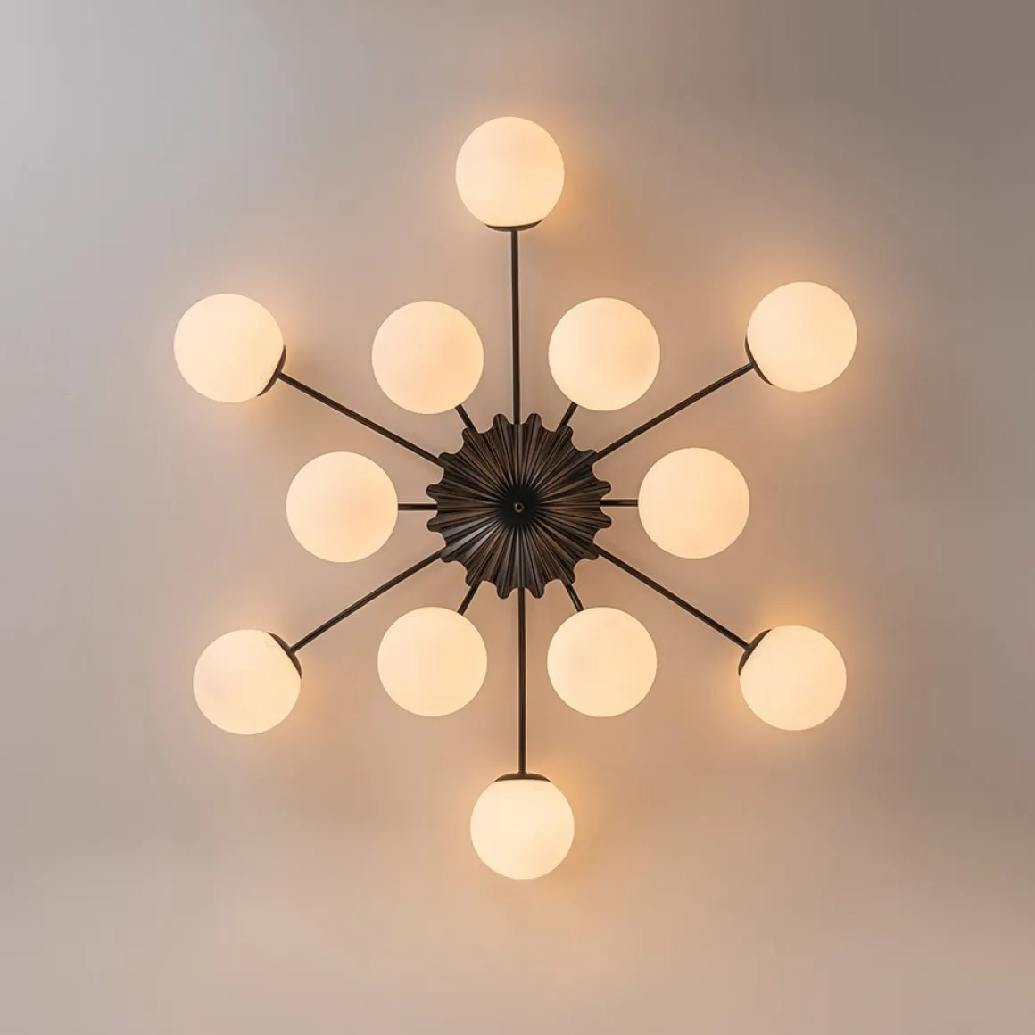 Blossom 12-Light Opal Glass Bubble Semi Flush Chandelier