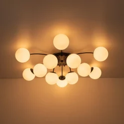 Blossom 12-Light Opal Glass Bubble Semi Flush Chandelier
