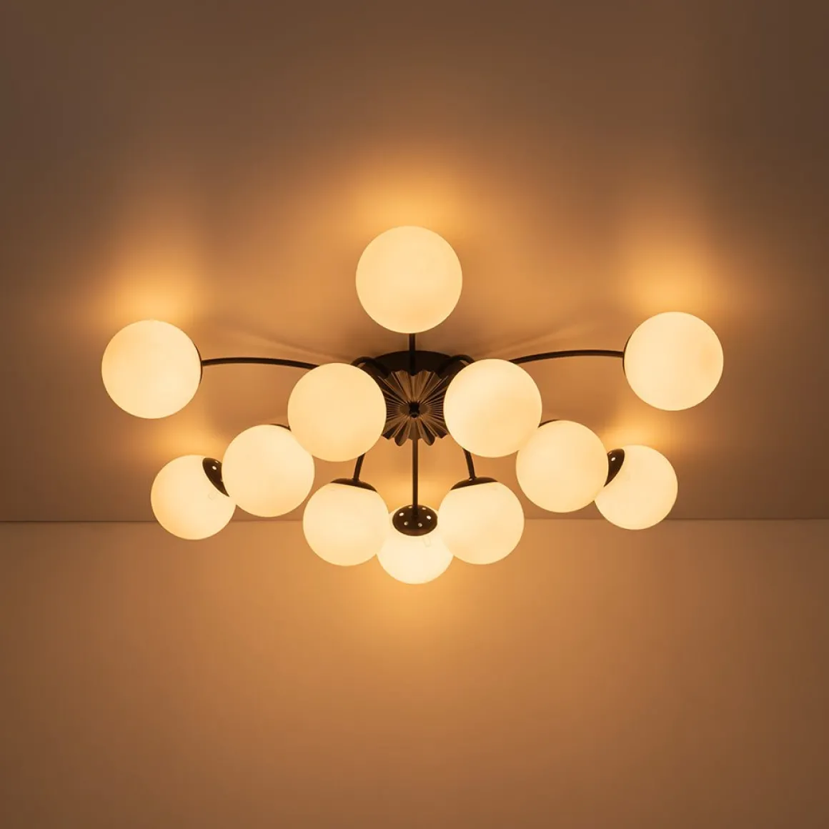 Blossom 12-Light Opal Glass Bubble Semi Flush Chandelier